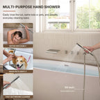 Wall Mounted Waterfall Tub Spout Bathtub Faucet with Diverter & Handheld Shower LP889108-YG - Brushed Nickel