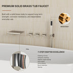 Wall Mounted Waterfall Tub Spout Bathtub Faucet with Diverter & Handheld Shower LP889108-YG - Brushed Nickel