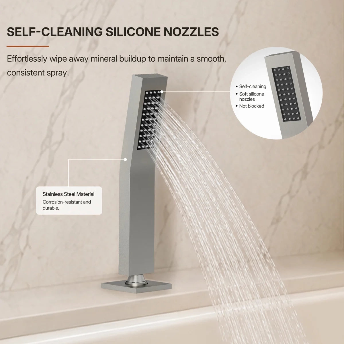 Waterfall Roman Tub Faucet with Hand Shower, 3-Hole Deck Mount LP4401102-YG - Brushed Nickel